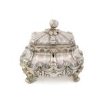 A 19th century continental silver tea caddy, marked to the underside of the base, with a possible