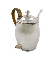 A George III old Sheffield plated argyle, unmarked, circa 1800, slightly bulbous circular form,