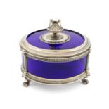 An Austro-Hungarian silver-mounted blue glass and enamel pot and cover, by George Adam Schied,