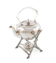 A Victorian silver kettle on stand, by The Fenton Brothers, Sheffield 1876, plain bullet form,