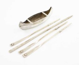 Three Victorian silver rowing prize oars, by Richards and Brown, London 1862, 1863 and 1864, won