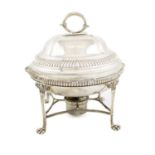 A George III silver entrée dish and cover on a warming stand, by William Bateman, London 1815,