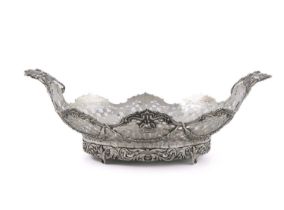A late 19th Century Dutch silver basket, dated 1898, shaped oval form, pierced body decorated with