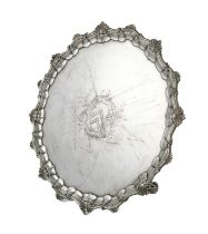 A George II silver salver, by William Peaston, London 1751, circular form, with engraved central