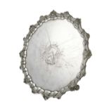 A George II silver salver, by William Peaston, London 1751, circular form, with engraved central