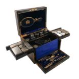 A Victorian silver travelling dressing table set, by Frederick Purnell, London 1878, plain mounts,