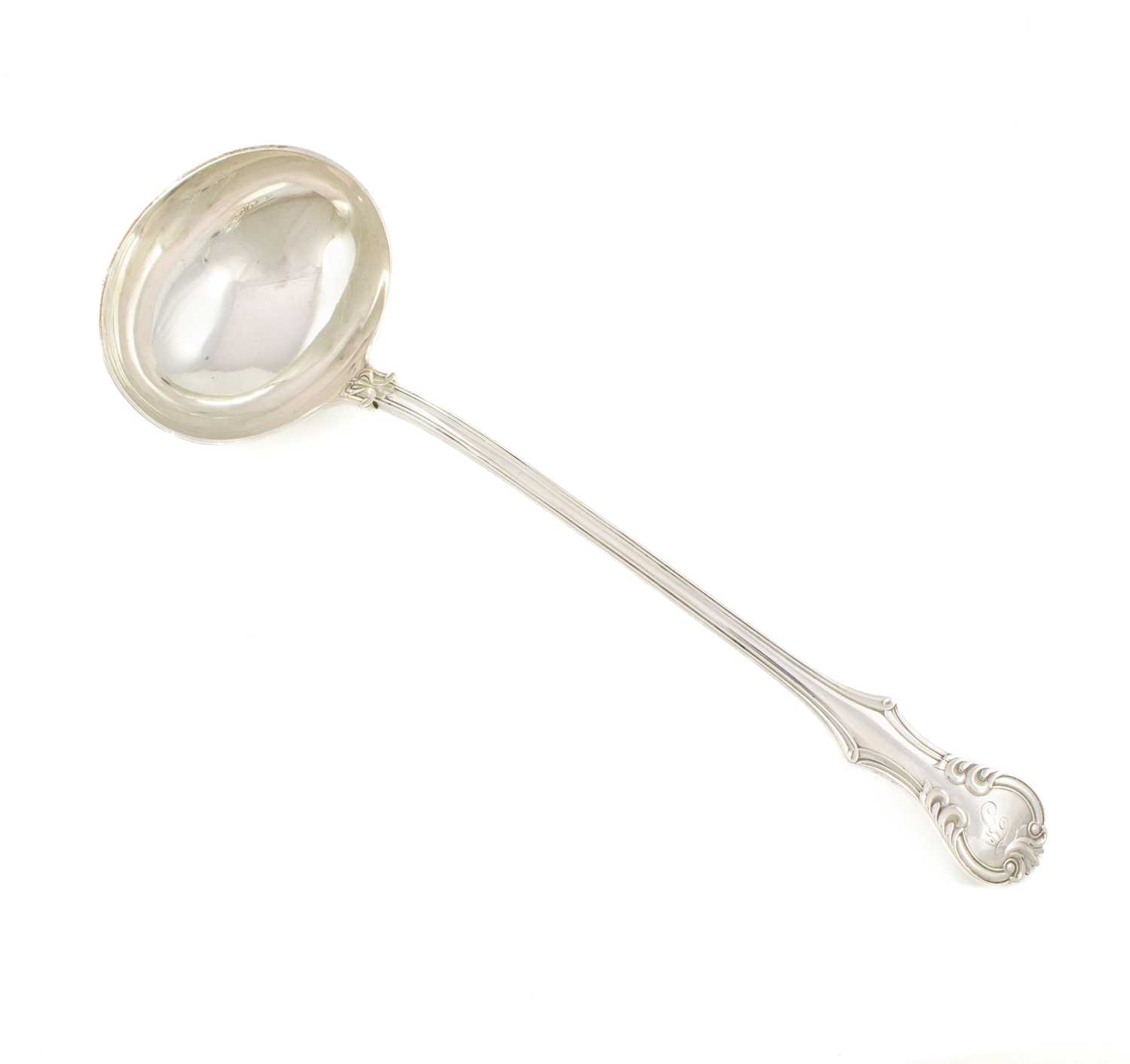 A Victorian silver Victoria pattern soup ladle, by James & Josiah Williams, Exeter 1862, with an