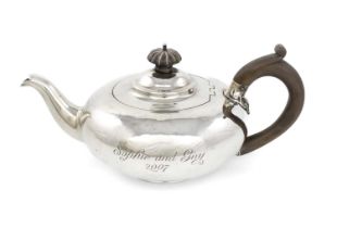 A William IV silver teapot, by Paul Storr, London 1832, also stamped Storr & Mortimer, compressed