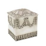 A George III silver tea caddy, by Edward Darvill, London 1775, rectangular form, with ribbon-tied