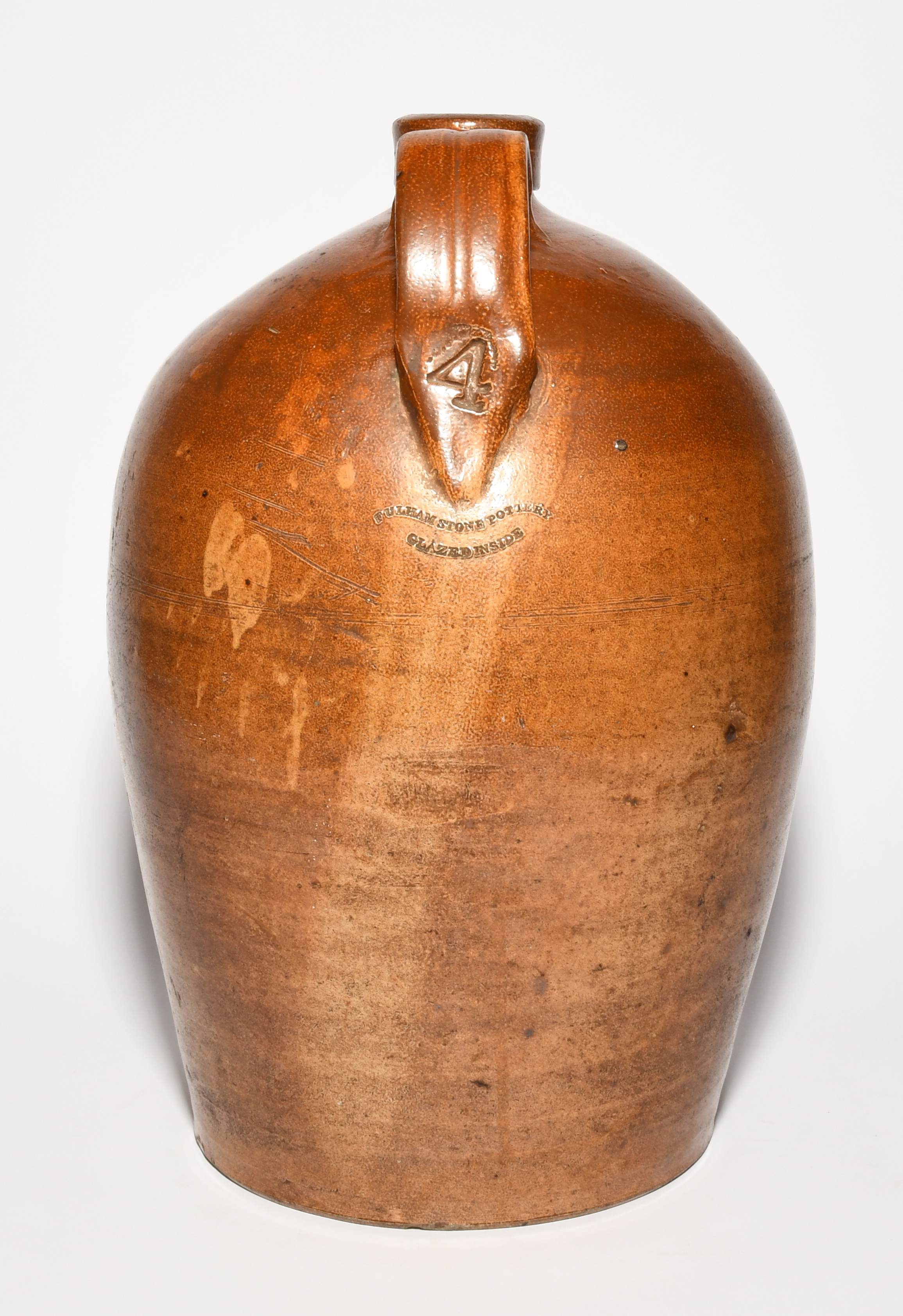 A large Fulham stoneware flagon or serving bottle, mid 19th century, of four gallon size, - Image 2 of 2