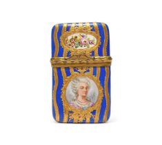 A Sèvres style card case 19th century, of rectangular form, painted with a portrait of Marie