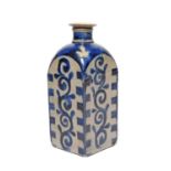 A Westerwald stoneware square flask or bottle and stopper, early 18th century, the four sides each