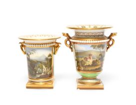 Two small Flight, Barr and Barr vases, c.1815, the smaller painted with a figure standing beside a