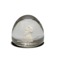 A John Ford & Co, Holyrood Glassworks sulphide paperweight, mid 19th century, containing a profile