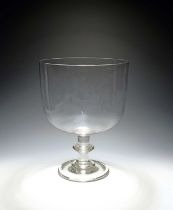 A massive ceremonial goblet or mixing glass, c.1790-1800, the deep U-shaped bowl raised on a knopped