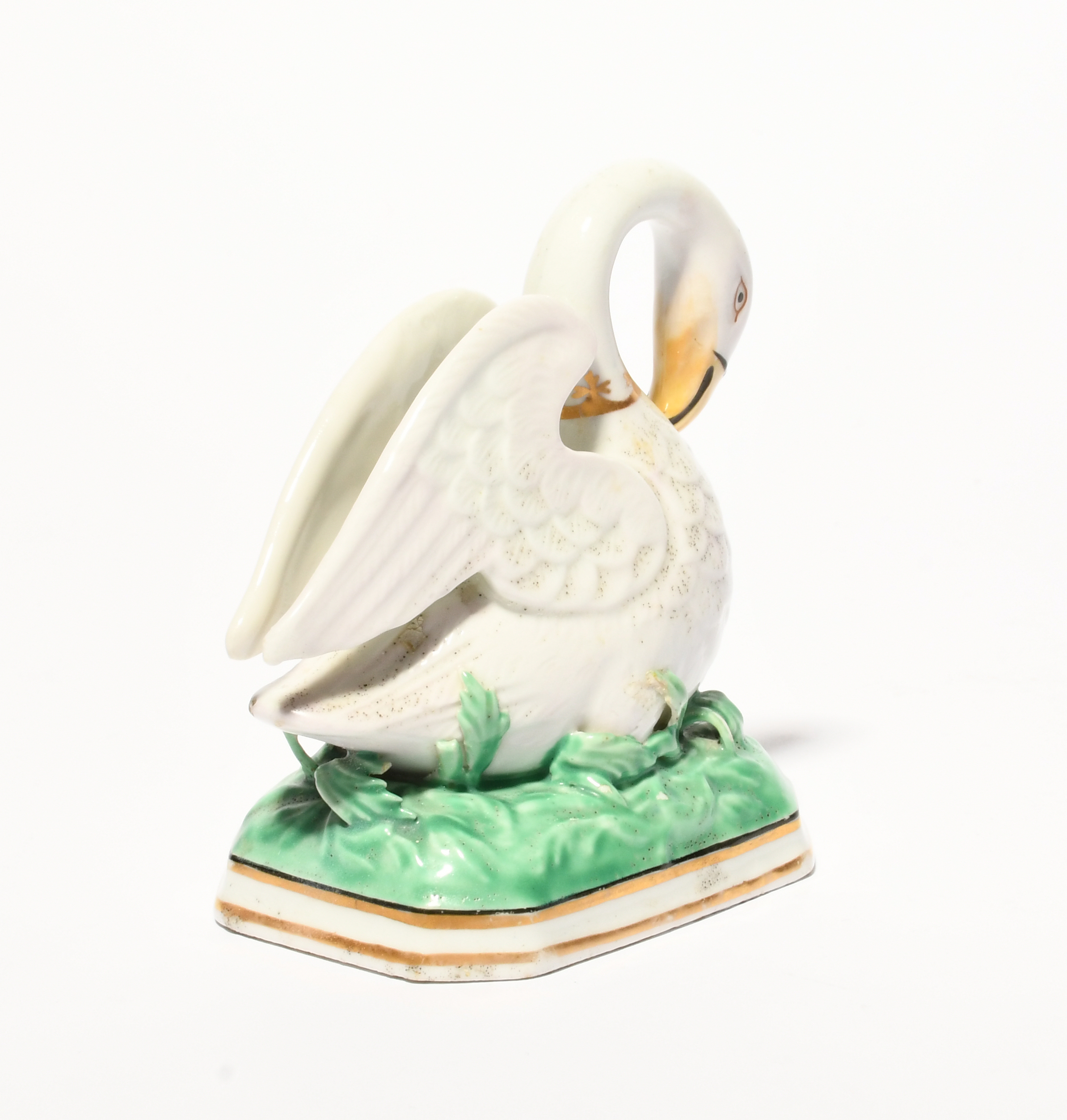 A rare Chamberlain's Worcester figure of the Pelican in her Piety, c.1810-20, the bird modelled with - Image 4 of 4