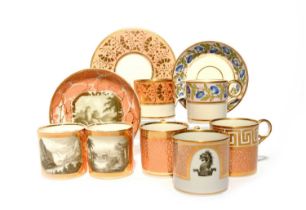 Seven coffee cans from the Flight and Barr Worcester partnerships, c.1805-25, two Barr with a