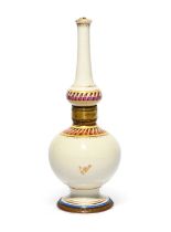 A rare Italian porcelain rosewater sprinkler, late 18th century, possibly Nove, of double gourd form