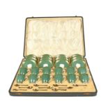 A cased Royal Worcester coffee set, date codes for 1936, including twelve coffee cups and twelve