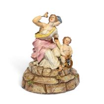An unusual Doccia figure group, c.1780, modelled with a double-faced Classical figure or goddess,