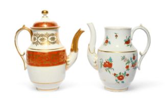 A Barr, Flight and Barr coffee pot and cover, c.1810, decorated with a wide band of gilt foliage