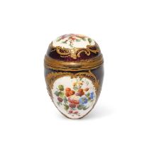 A large enamel egg bonbonniere, late 18th/early 19th century, painted with panels of flowers and