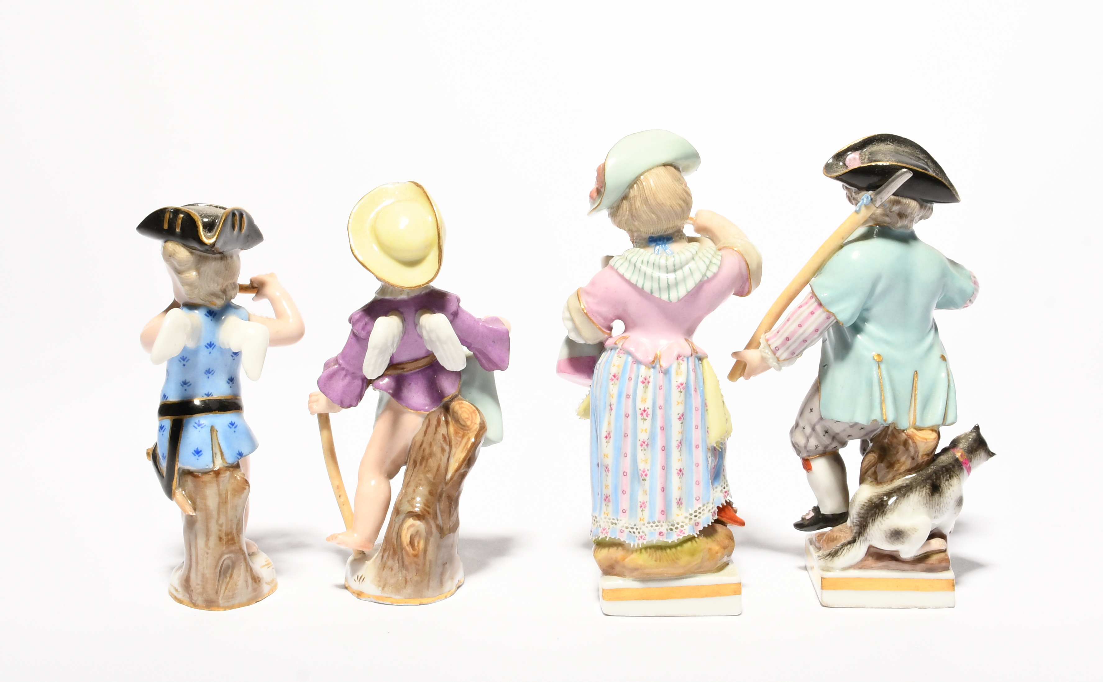 Four small Meissen figures, 19th century, two of Cupid in Disguise, one as a musician, the other - Image 2 of 3