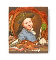 A Paris porcelain rectangular plaque, 19th century, painted by Celeste Breton (née Colen) with the