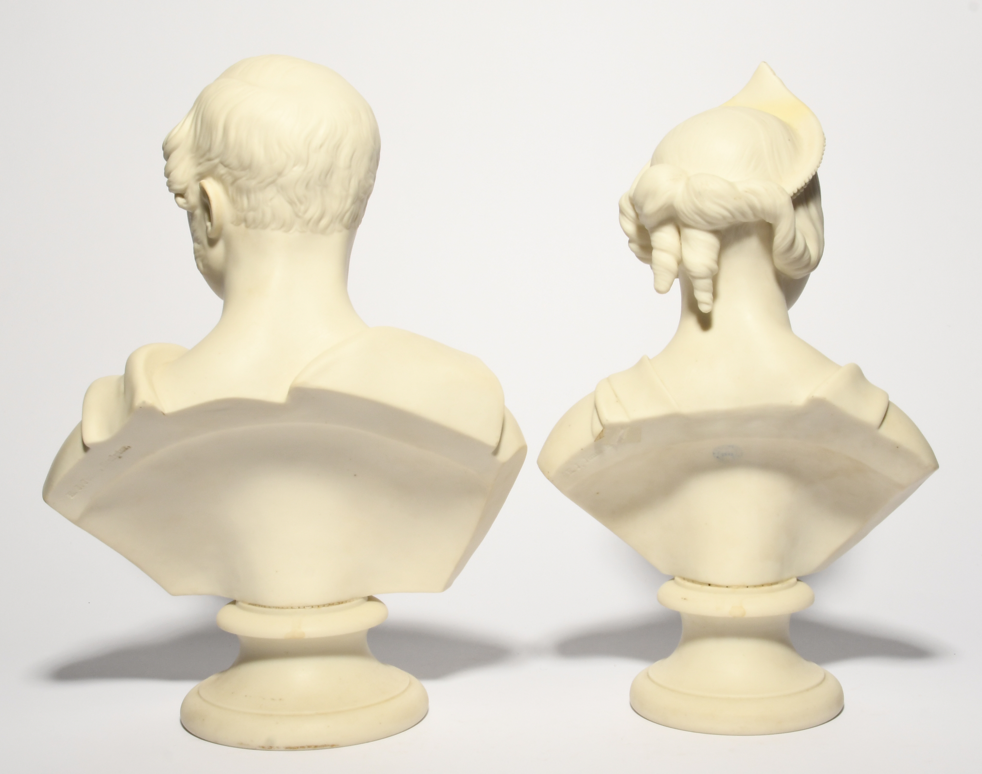 Two Kerr & Binns (Worcester) Parian busts of Queen Victoria and Prince Albert, mid 19th century, the - Image 2 of 2