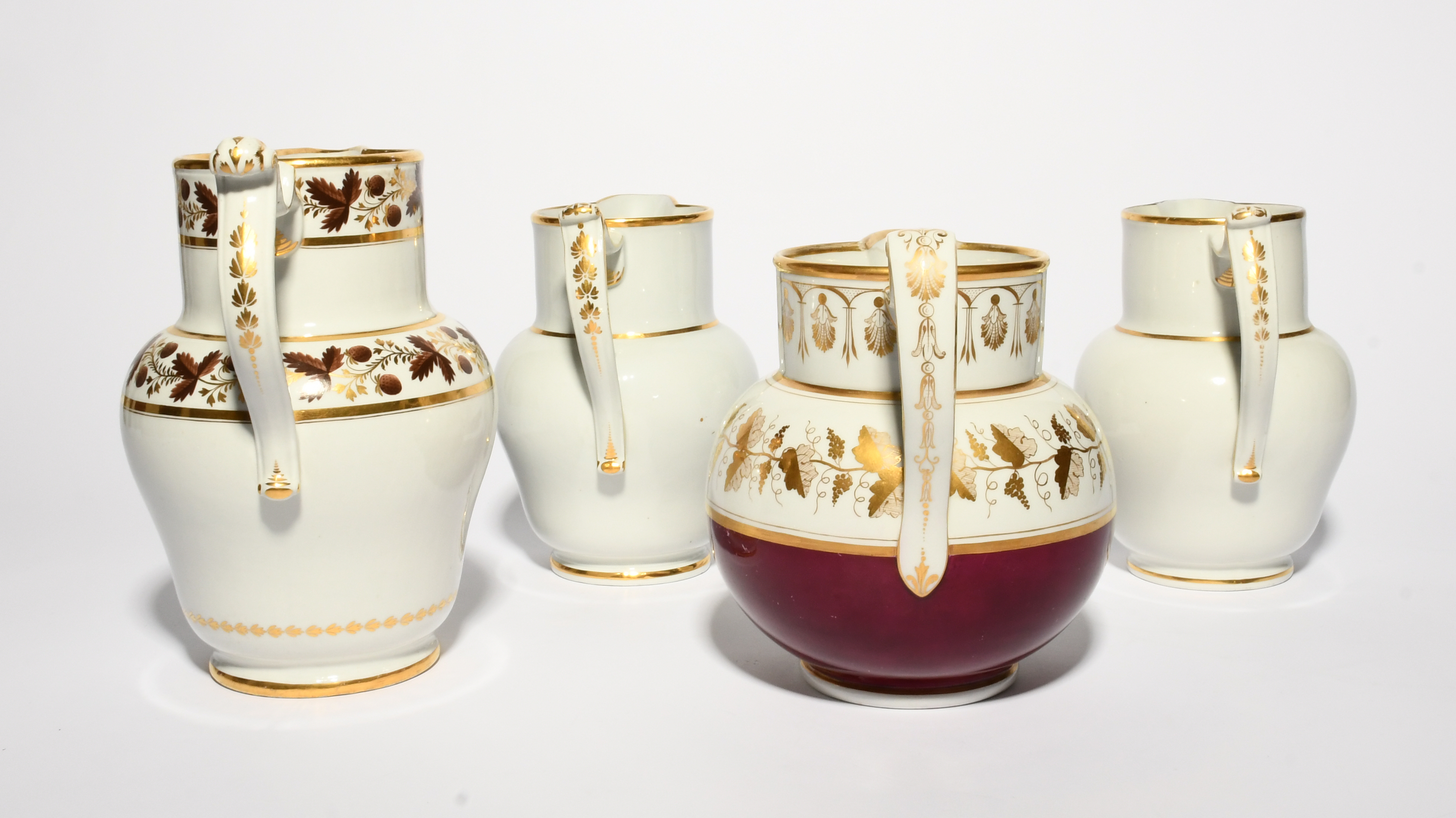 Four Flight and Barr Worcester monogrammed jugs, c.1810-20, a pair simply decorated with gilt - Image 2 of 2