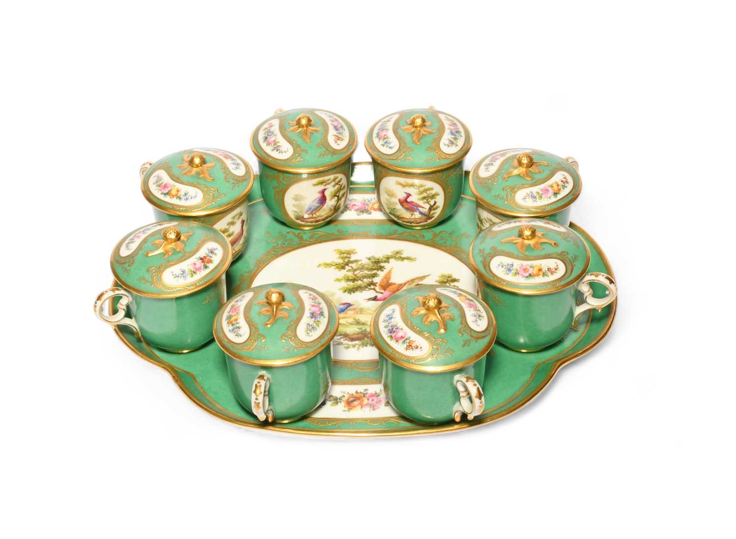 A Continental porcelain set of eight custard cups and covers with stand, late 19th century, - Image 2 of 3