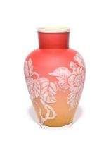 A Stourbridge cameo glass vase, late 19th century, the colour graduating from yellow to a deep pink,
