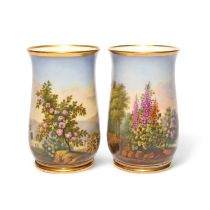 A pair of Paris porcelain spill vases, 1st half 19th century, by Lahoche, Palais Royal, the slightly