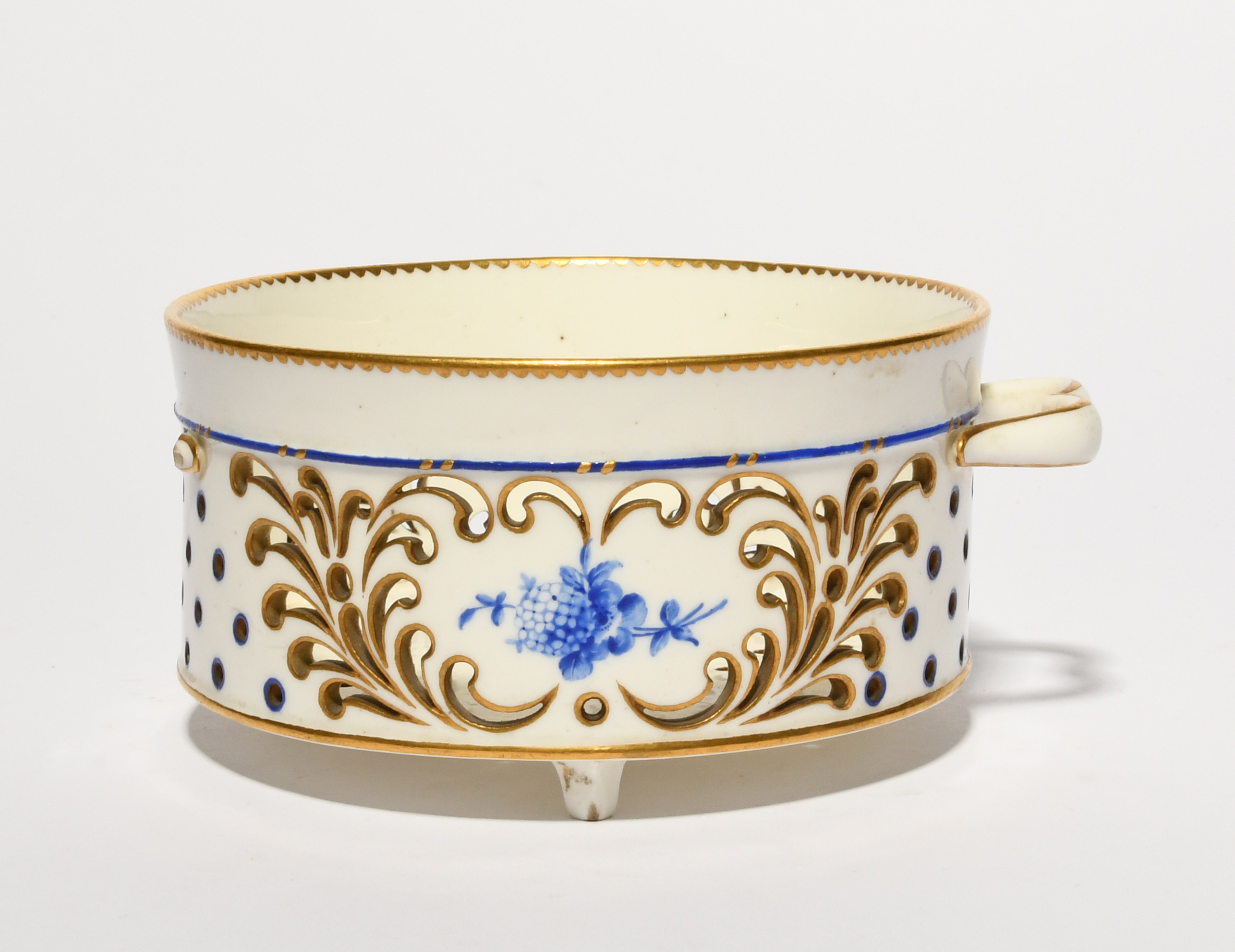 An early Sèvres or Vincennes cheese dish (fromager), c.1754-59, the shallow cylindrical form pierced - Image 2 of 3