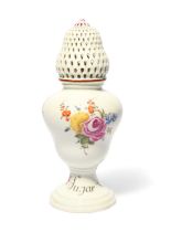 A Meissen sugar caster or sifter, c.1770, possibly made for the English market, the baluster body