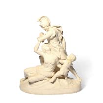 A large Minton Parian figure group of Love Restraining Wrath, date code for 1885, with Venus and