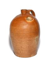 A large Fulham stoneware flagon or serving bottle, mid 19th century, of four gallon size,