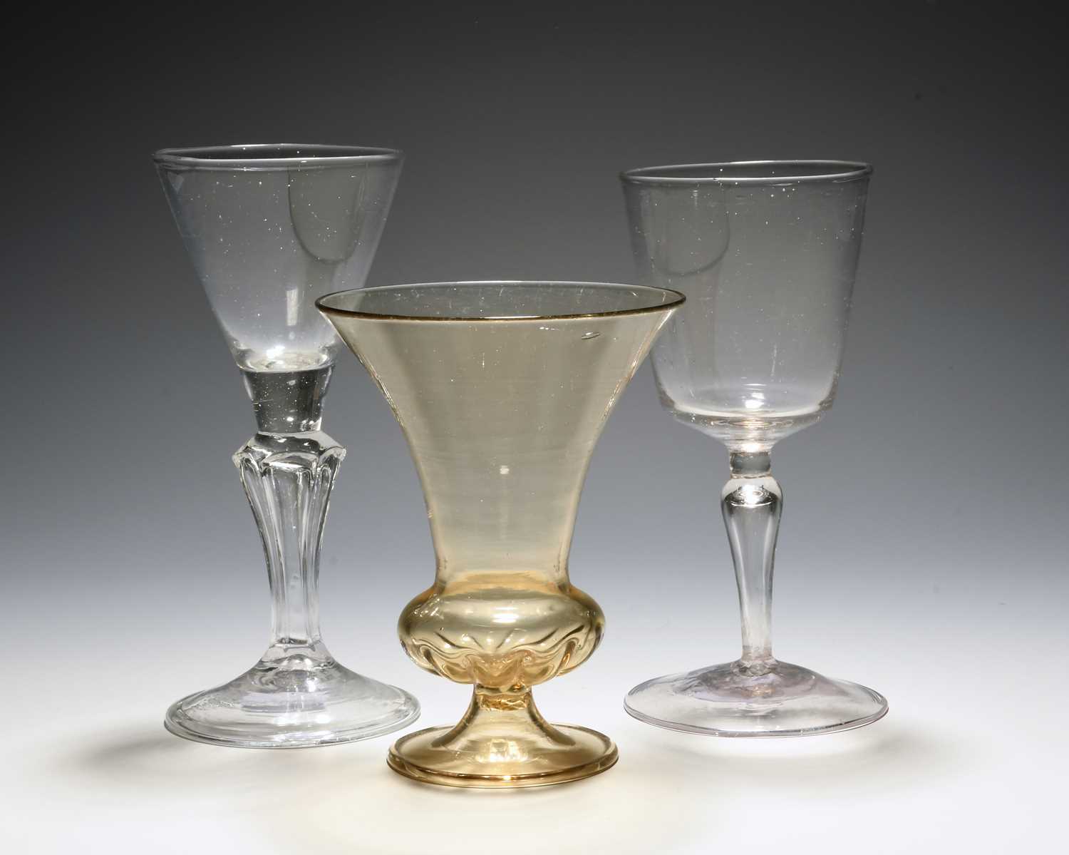 A façon de Venise wine glass, early 18th century, the generous bowl raised on a hollow stem, a façon
