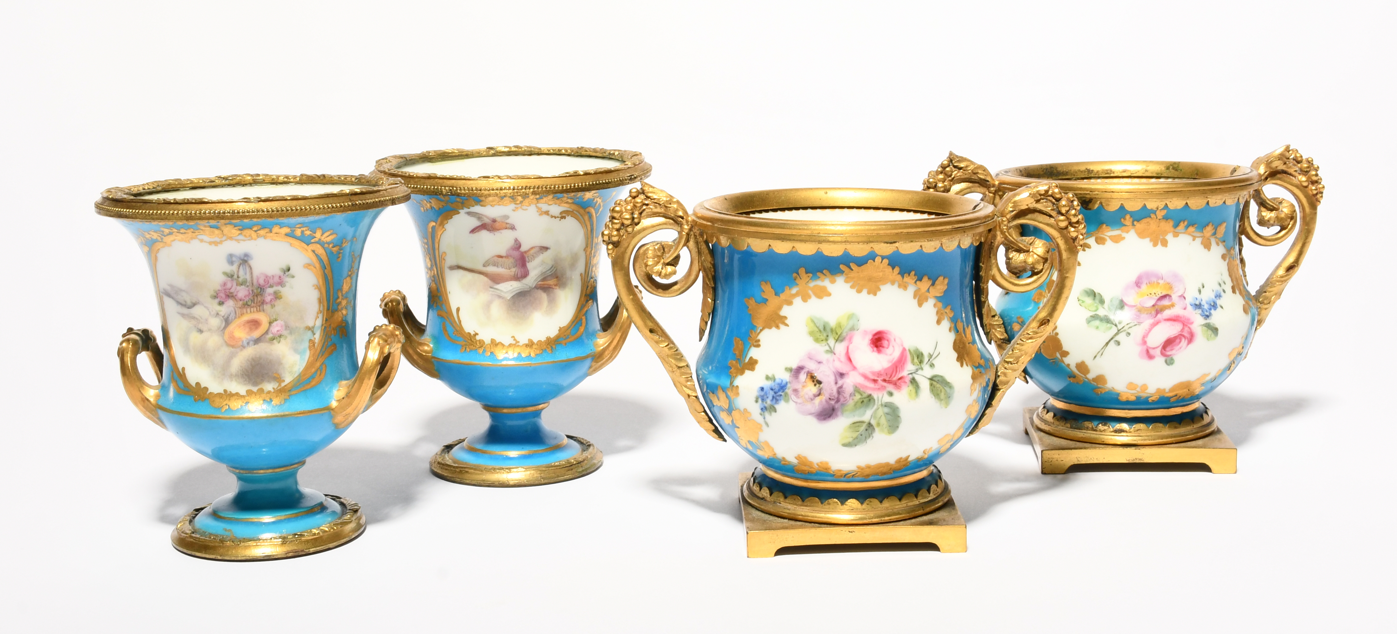 A pair of Sèvres ormolu-mounted small vases, 2nd half 18th century, painted with flower sprays - Image 3 of 3