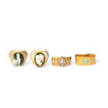 Two Minton porcelain scarf rings, late 19th/early 20th century, painted by Boullemier, one with a