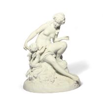 A very large Sèvres-style biscuit porcelain figure group of Venus and Cupid, 19th century, the