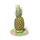 A rare Spode pineapple stand, c.1815-20, painted with large sprays of pink rose and moulded with