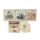 Three Liverpool delftware tiles, c.1760-70, printed by John Sadler, one with a girl blowing