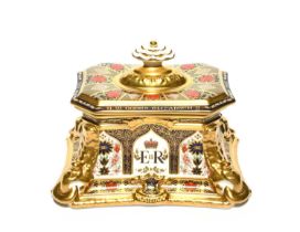 A good and rare Royal Crown Derby commemorative casket, 2012, produced to celebrate the Diamond