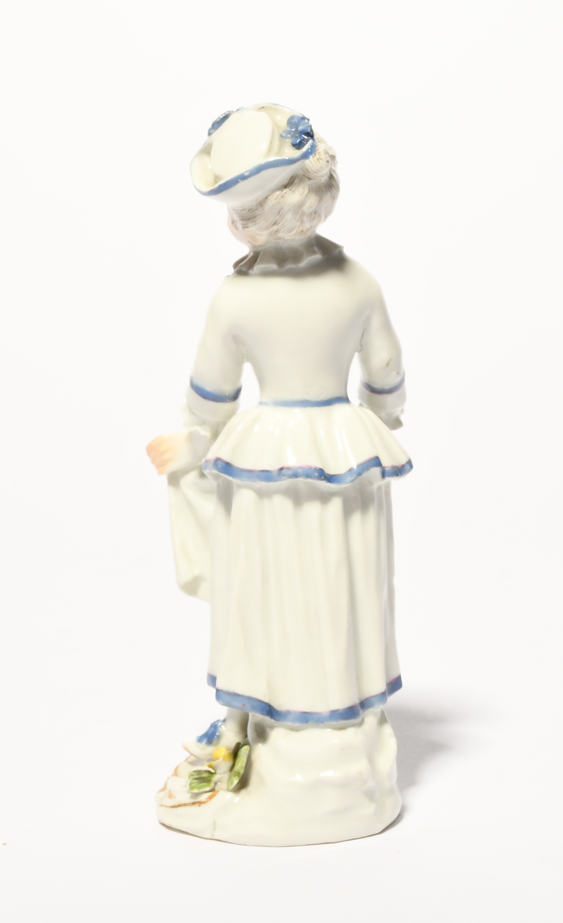 A Meissen figure of a child dressed as Columbine, mid 18th century, the young girl wearing a white - Image 2 of 2