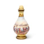 A Continental enamel scent bottle, late 18th/early 19th century, the bottle form painted with a