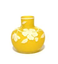 A Stourbridge cameo glass vase, late 19th century, attributed to Thomas Webb, the yellow body