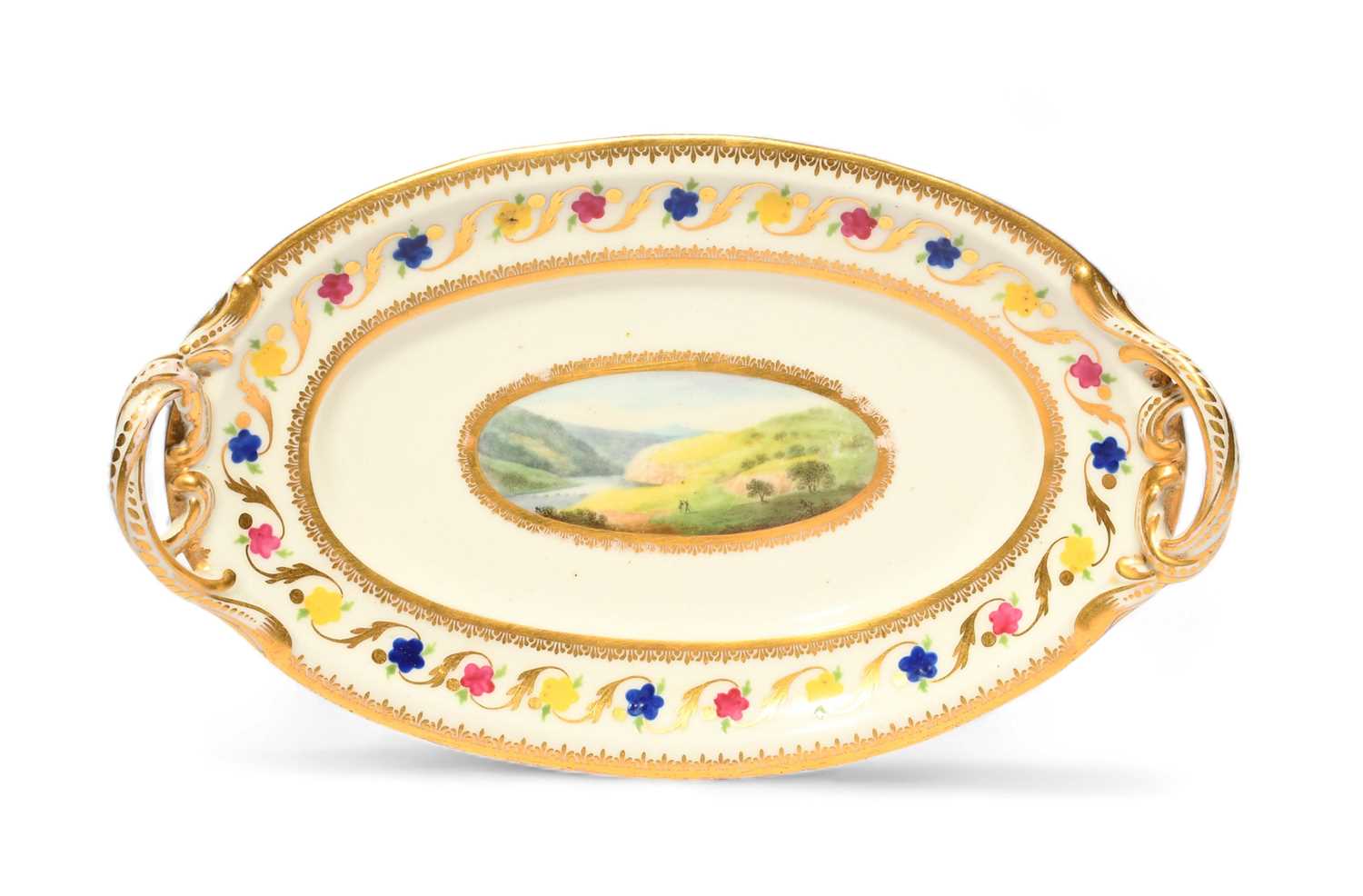 A Derby sauce tureen stand from the Blenheim Service, c.1790-1800, painted possibly by George