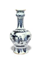 A small Delft vase, late 17th/early 18th century, in Chinese Transitional manner, painted in dark