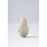 A SMALL CHINESE CELADON-GREY JADE SNUFF BOTTLE 18TH/19TH CENTURY The bottle of flattened pear-shape,